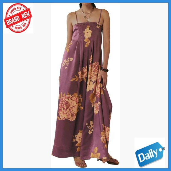 Dresses & Skirts - Boho Floral Maxi Dress Backless Spaghetti Strap A-Line Summer Vacation